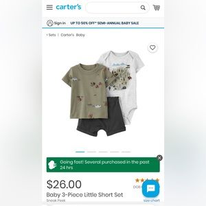 NWT Carters Baby Buffalo Adventure Short set